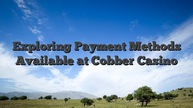 Exploring Payment Methods Available at Cobber Casino