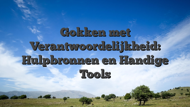 Gokken met Verantwoordelijkheid: Hulpbronnen en Handige Tools