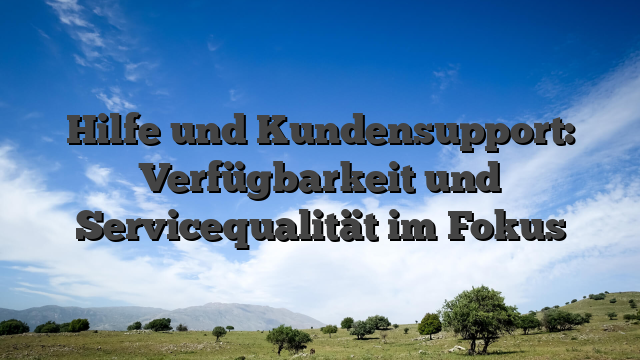 Hilfe und Kundensupport: Verfügbarkeit und Servicequalität im Fokus