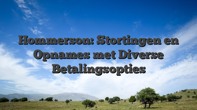 Hommerson: Stortingen en Opnames met Diverse Betalingsopties