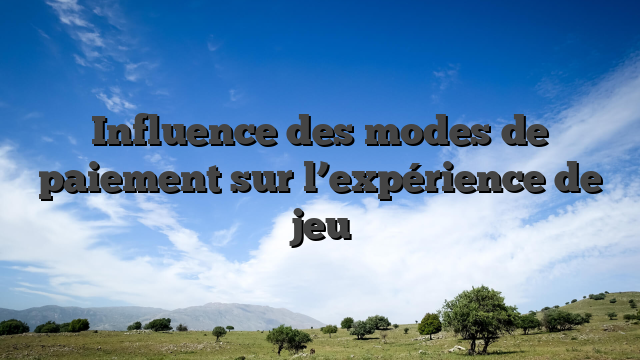Influence des modes de paiement sur l’expérience de jeu