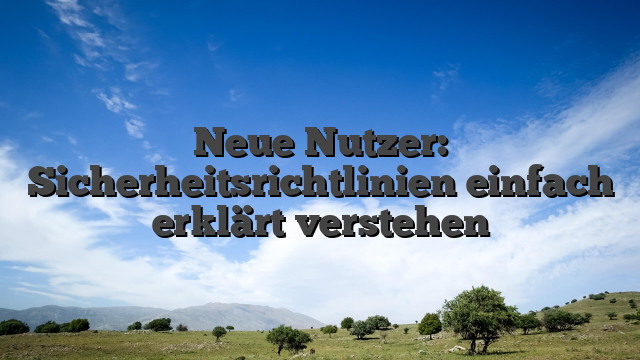 Neue Nutzer: Sicherheitsrichtlinien einfach erklärt verstehen