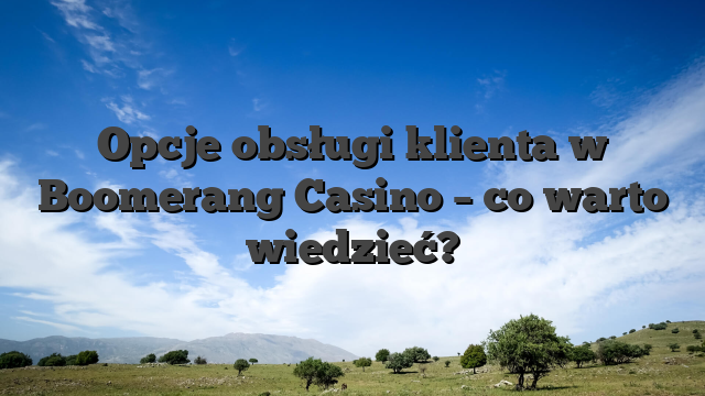 Opcje obsługi klienta w Boomerang Casino – co warto wiedzieć?