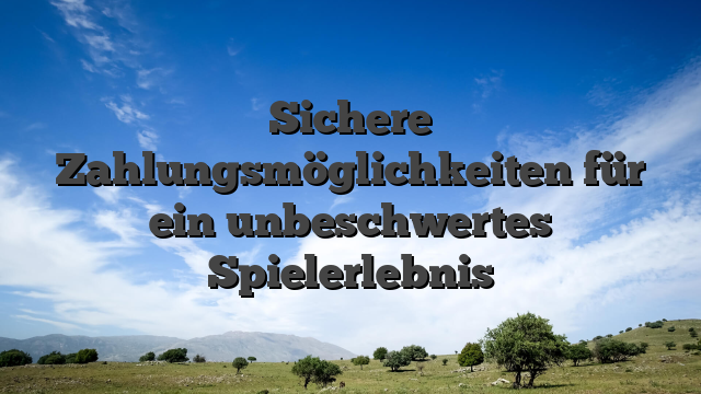 Sichere Zahlungsmöglichkeiten für ein unbeschwertes Spielerlebnis