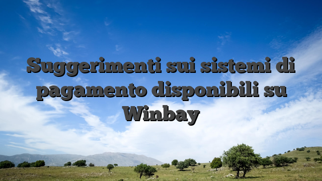 Suggerimenti sui sistemi di pagamento disponibili su Winbay