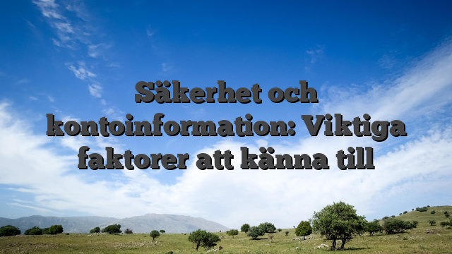 Säkerhet och kontoinformation: Viktiga faktorer att känna till