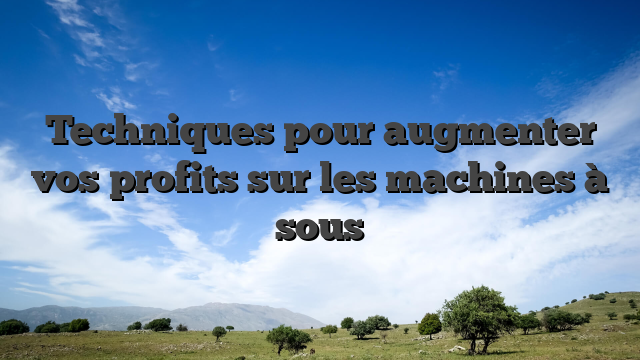 Techniques pour augmenter vos profits sur les machines à sous