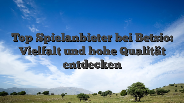 Top Spielanbieter bei Betsio: Vielfalt und hohe Qualität entdecken
