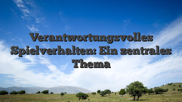 Verantwortungsvolles Spielverhalten: Ein zentrales Thema