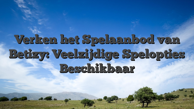 Verken het Spelaanbod van Betizy: Veelzijdige Spelopties Beschikbaar