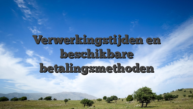 Verwerkingstijden en beschikbare betalingsmethoden