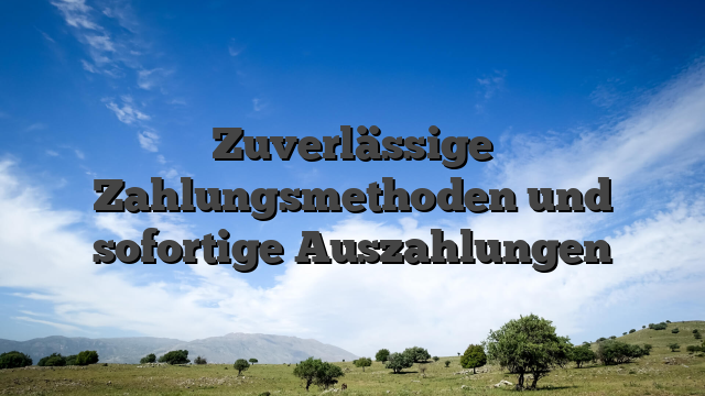 Zuverlässige Zahlungsmethoden und sofortige Auszahlungen