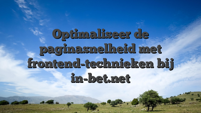 Optimaliseer de paginasnelheid met frontend-technieken bij in-bet.net