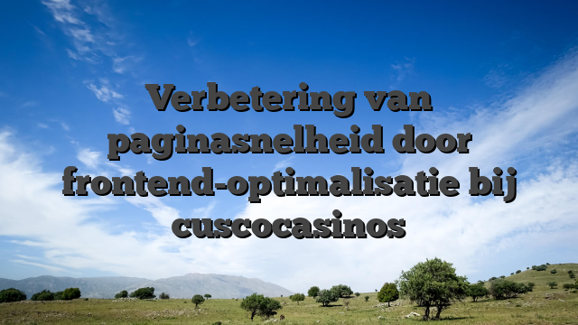 Verbetering van paginasnelheid door frontend-optimalisatie bij cuscocasinos
