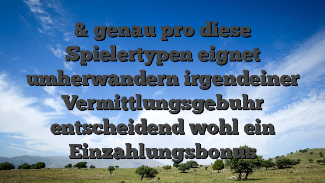 & genau pro diese Spielertypen eignet umherwandern irgendeiner Vermittlungsgebuhr entscheidend wohl ein Einzahlungsbonus