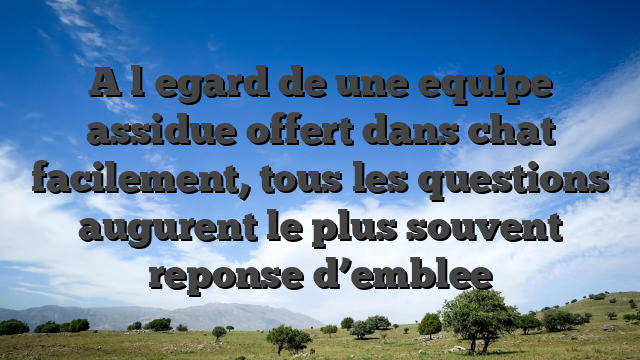 A l�egard de une equipe assidue offert dans chat facilement, tous les questions augurent le plus souvent reponse d’emblee