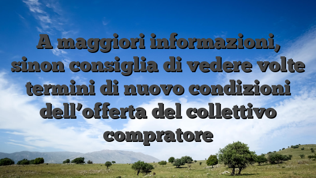 A maggiori informazioni, sinon consiglia di vedere volte termini di nuovo condizioni dell’offerta del collettivo compratore