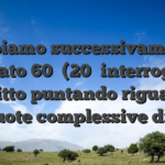 Abbiamo successivamente rigiocato 60� (20� interrogativo 3) il fitto puntando riguardo a quote complessive di 3