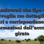Assicurati che tipo di qualsivoglia rso dettagli siano chiari e corrispondano alle informazioni dell’account girato