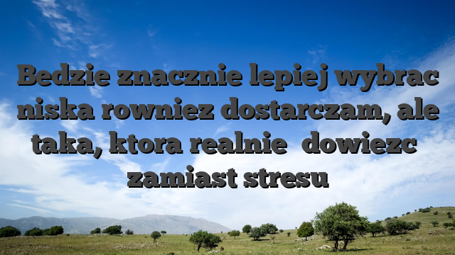 Bedzie znacznie lepiej wybrac niska rowniez dostarczam, ale taka, ktora realnie �dowiezc� zamiast stresu
