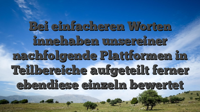 Bei einfacheren Worten innehaben unsereiner nachfolgende Plattformen in Teilbereiche aufgeteilt ferner ebendiese einzeln bewertet