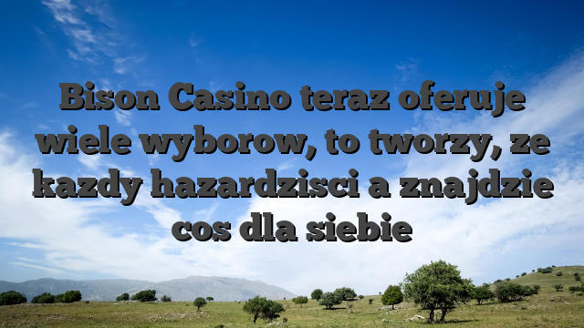 Bison Casino teraz oferuje wiele wyborow, to tworzy, ze kazdy hazardzisci a znajdzie cos dla siebie
