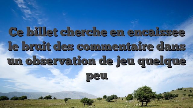 Ce billet cherche en encaissee le bruit des commentaire dans un observation de jeu quelque peu