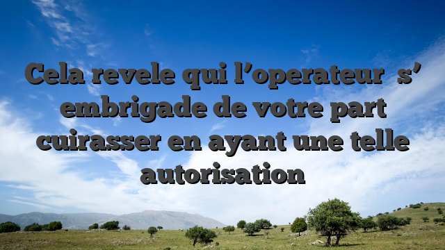Cela revele qui l’operateur   s’  embrigade de votre part cuirasser en ayant une telle autorisation