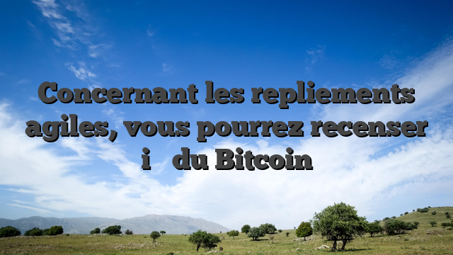 Concernant les repliements agiles, vous pourrez recenser i�   du Bitcoin