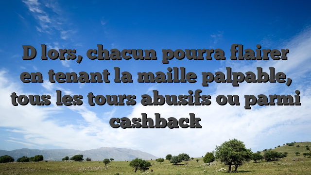 D  lors, chacun pourra flairer en tenant la maille palpable, tous les tours abusifs ou parmi cashback