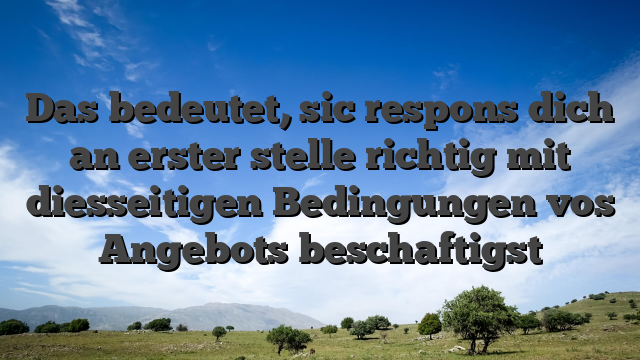 Das bedeutet, sic respons dich an erster stelle richtig mit diesseitigen Bedingungen vos Angebots beschaftigst