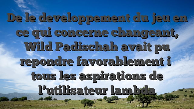 De le developpement du jeu en ce qui concerne changeant, Wild Padischah avait pu repondre favorablement i� tous les aspirations de l’utilisateur lambda