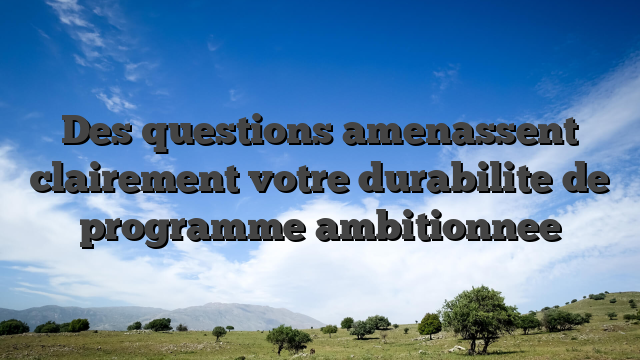Des questions amenassent clairement votre durabilite de programme ambitionnee