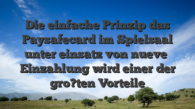 Die einfache Prinzip das Paysafecard im Spielsaal unter einsatz von nueve� Einzahlung wird einer der gro?ten Vorteile