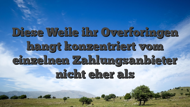 Diese Weile ihr Overforingen hangt konzentriert vom einzelnen Zahlungsanbieter nicht eher als