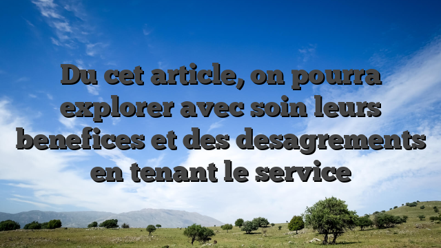 Du cet article, on pourra explorer avec soin leurs benefices et des desagrements en tenant le service