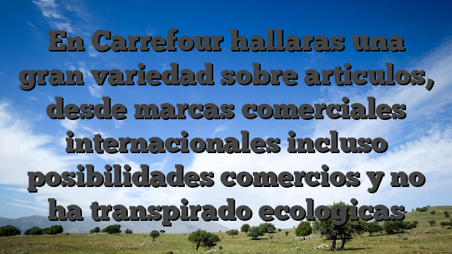 En Carrefour hallaras una gran variedad sobre articulos, desde marcas comerciales internacionales incluso posibilidades comercios y no ha transpirado ecologicas