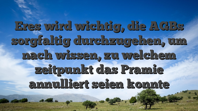 Eres wird wichtig, die AGBs sorgfaltig durchzugehen, um nach wissen, zu welchem zeitpunkt das Pramie annulliert seien konnte