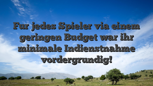 Fur jedes Spieler via einem geringen Budget war ihr minimale Indienstnahme vordergrundig!