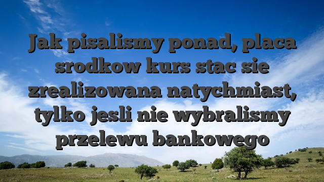Jak pisalismy ponad, placa srodkow kurs stac sie zrealizowana natychmiast, tylko jesli nie wybralismy przelewu bankowego