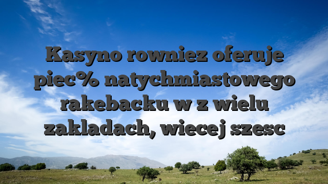 Kasyno rowniez oferuje piec% natychmiastowego rakebacku w z wielu zakladach, wiecej szesc