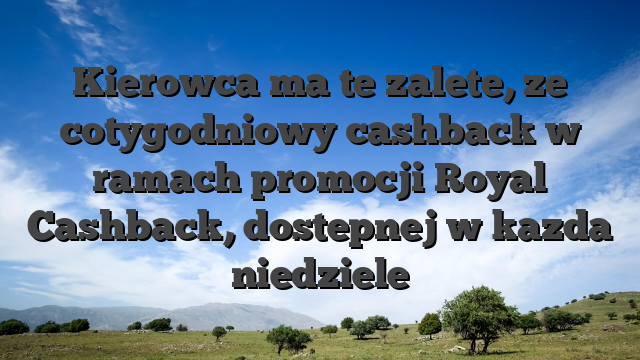 Kierowca ma te zalete, ze cotygodniowy cashback w ramach promocji Royal Cashback, dostepnej w kazda niedziele