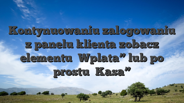 Kontynuowaniu zalogowaniu z panelu klienta zobacz elementu �Wplata” lub po prostu �Kasa”
