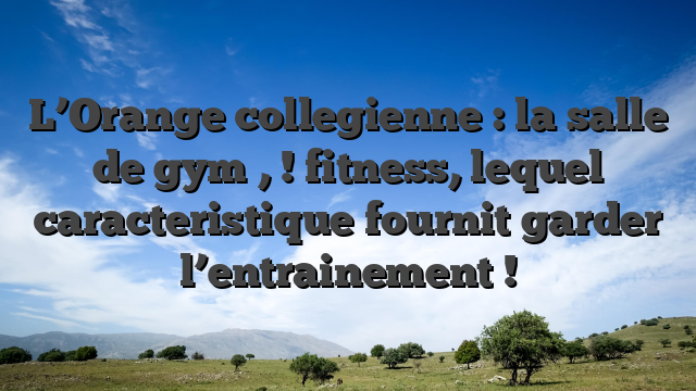 L’Orange collegienne : la salle de gym , ! fitness, lequel caracteristique fournit garder l’entrainement !