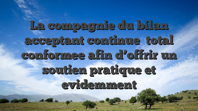 La compagnie du bilan acceptant continue   total conformee afin d’offrir un soutien pratique et evidemment
