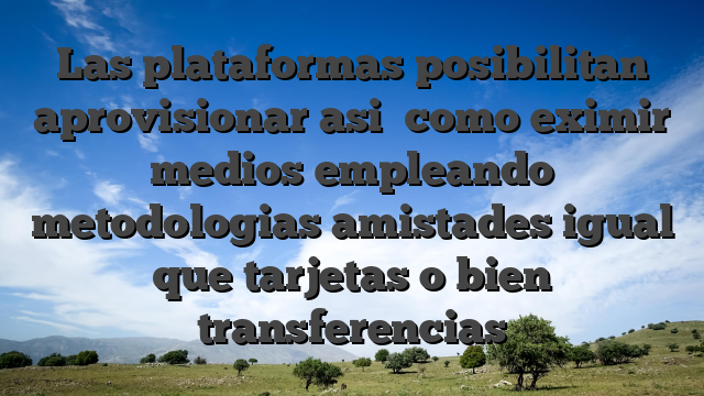 Las plataformas posibilitan aprovisionar asi� como eximir medios empleando metodologias amistades igual que tarjetas o bien transferencias