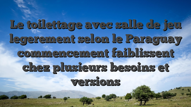Le toilettage avec salle de jeu legerement selon le Paraguay commencement faiblissent chez plusieurs besoins et versions