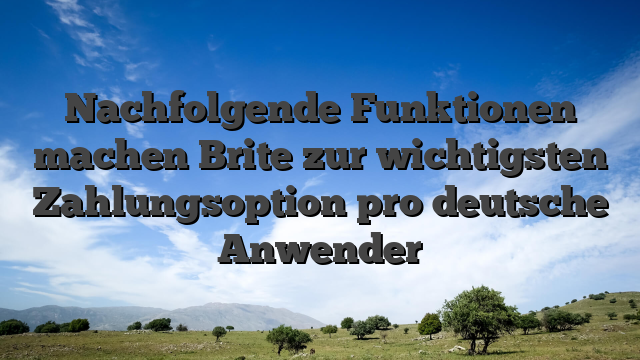 Nachfolgende Funktionen machen Brite zur wichtigsten Zahlungsoption pro deutsche Anwender