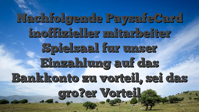 Nachfolgende PaysafeCard inoffizieller mitarbeiter Spielsaal fur unser Einzahlung auf das Bankkonto zu vorteil, sei das gro?er Vorteil