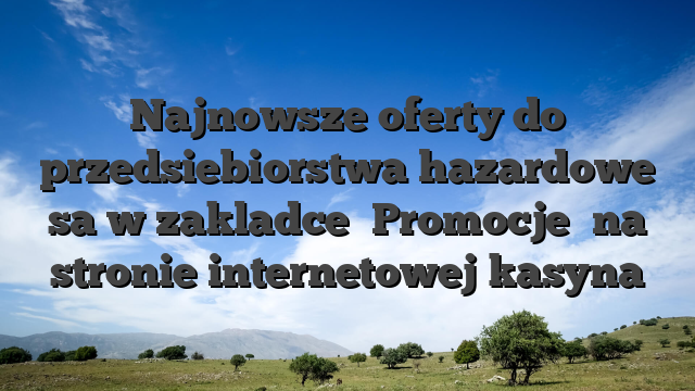 Najnowsze oferty do przedsiebiorstwa hazardowe sa w zakladce �Promocje� na stronie internetowej kasyna